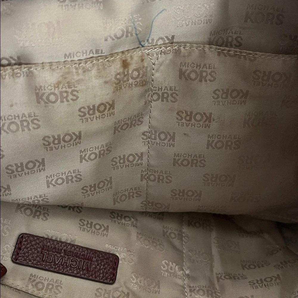 Michael Kors Burgundy Leather Charm Tassel Hobo Bag